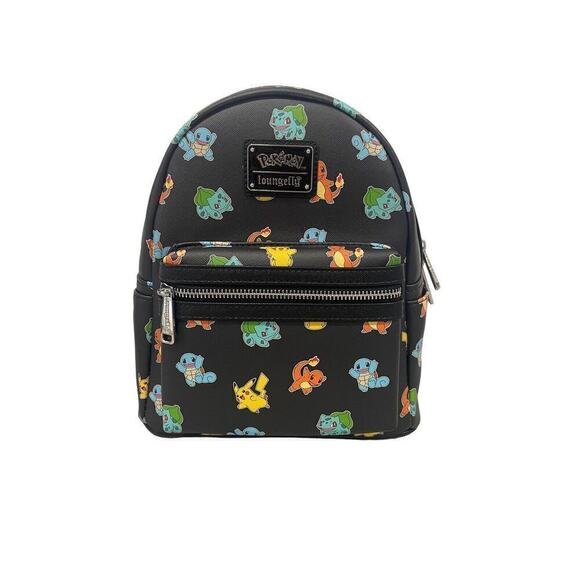 Loungefly Pokémon Starters Mini Backpack Black Bag Purse NEW Exclusive - Picture 1 of 6